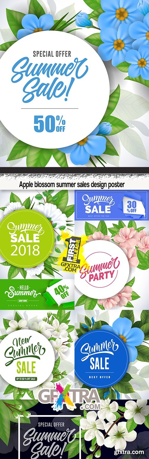 Apple blossom summer sales design poster