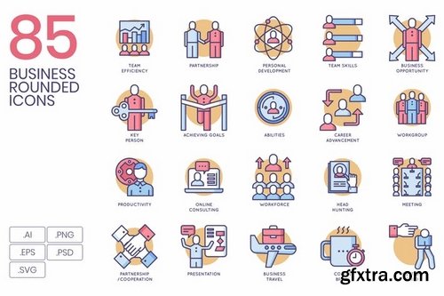 85 Business Icons - Rounded Style