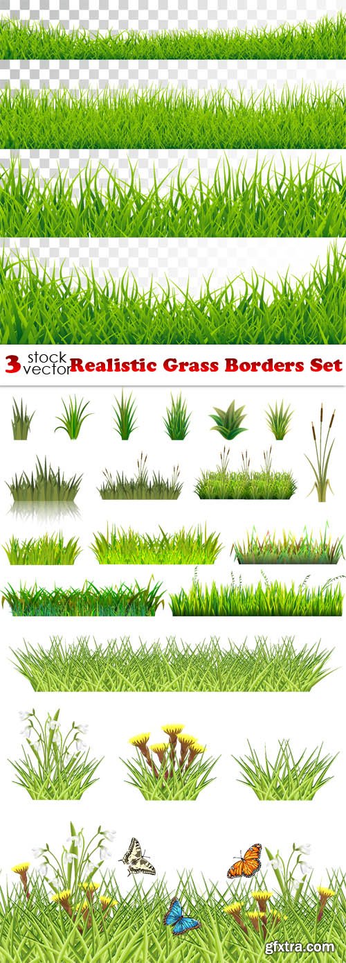 Vectors - Realistic Grass Borders Set