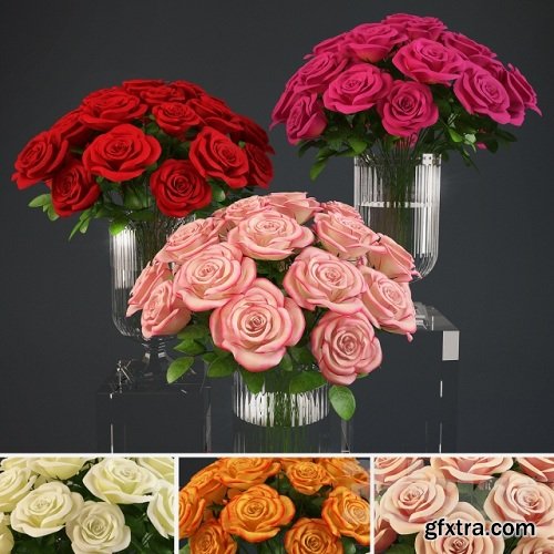 Bouquet of roses in a vase Ralph Lauren 3d Model