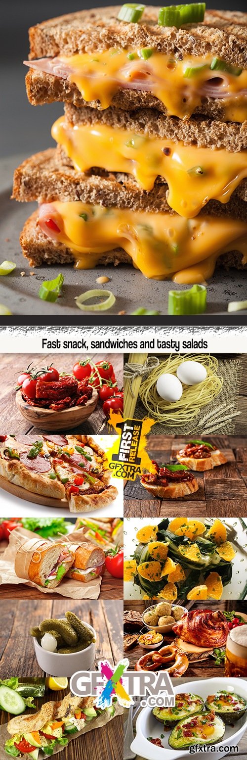 Fast snack, sandwiches and tasty salads