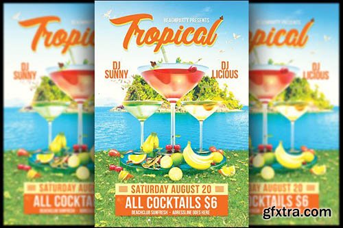 CreativeMarket - Tropical Cocktail Flyer 2555924