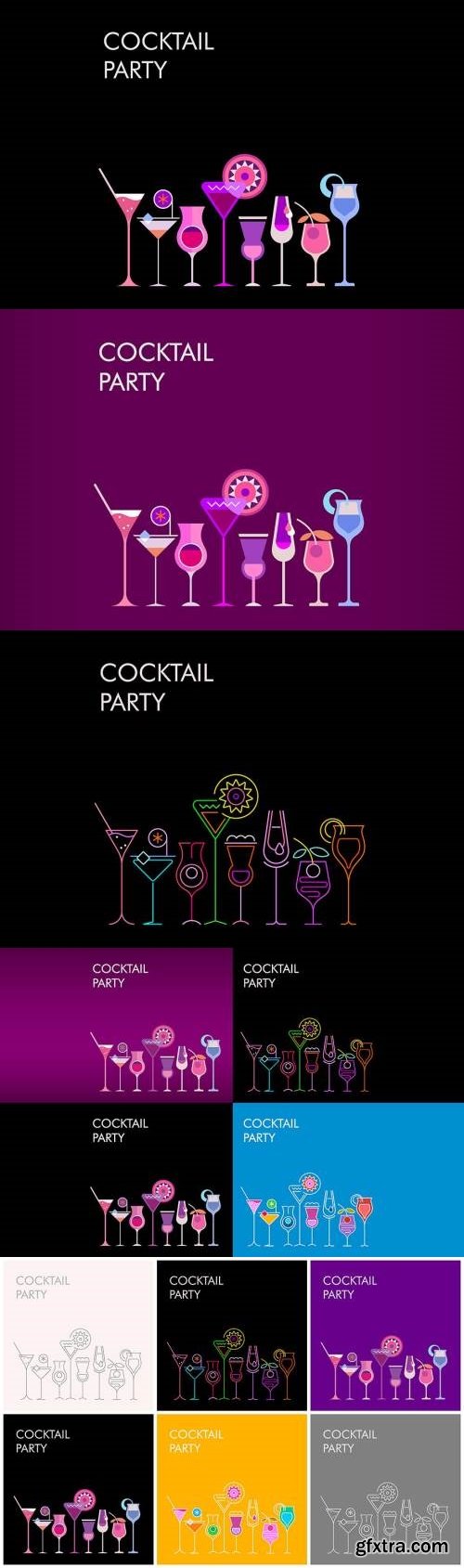 Cocktail Party vector banner designs (large set)