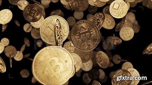 Falling Gold Bitcoin Coins 82445