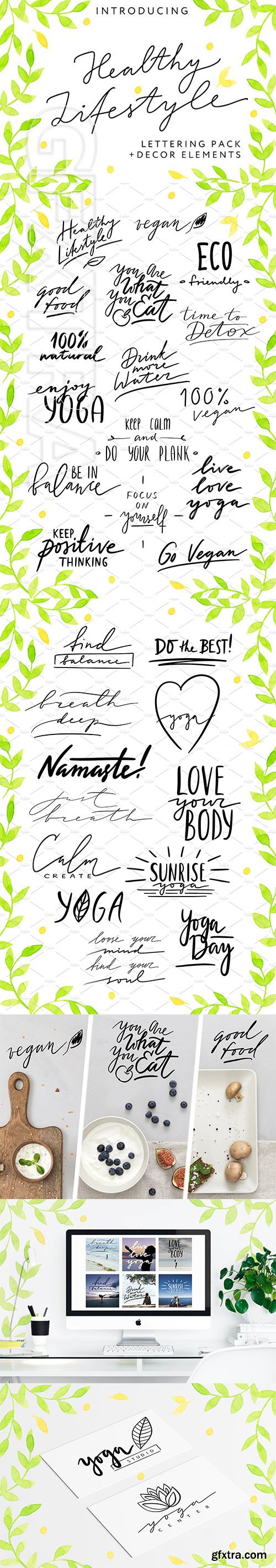 CreativeMarket - HEALTHY LIFESTYLE - Lettering Pack 2554856