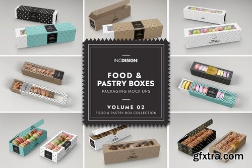 Food Pastry Boxes Vol2 Packaging Mockups