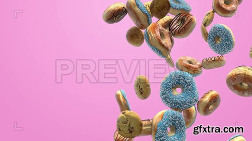 Donuts Float Upward On A Pink Background 82439