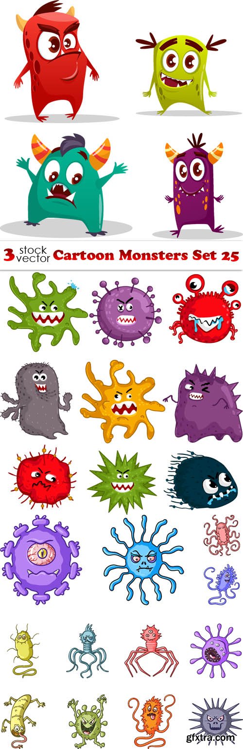 Vectors - Cartoon Monsters Set 25