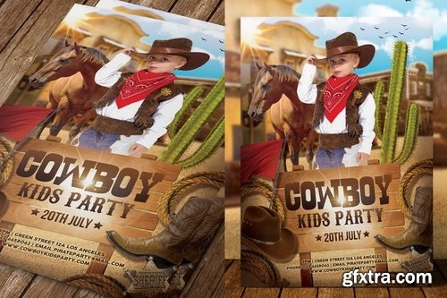 Cowboy Kids Party Flyer