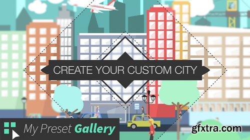 Videohive Flat City Vector - City with Buildings, Pedestrians, Cars, Planes... in Flat Design 16075205