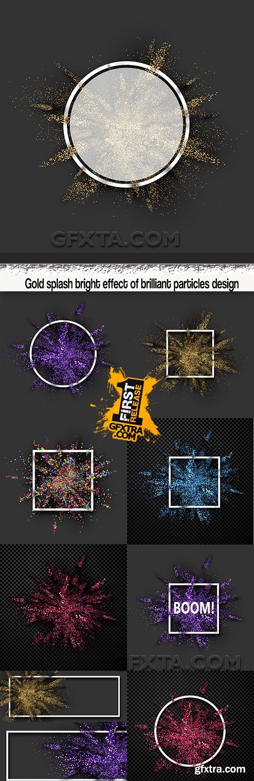 Gold splash bright effect of brilliant particles design