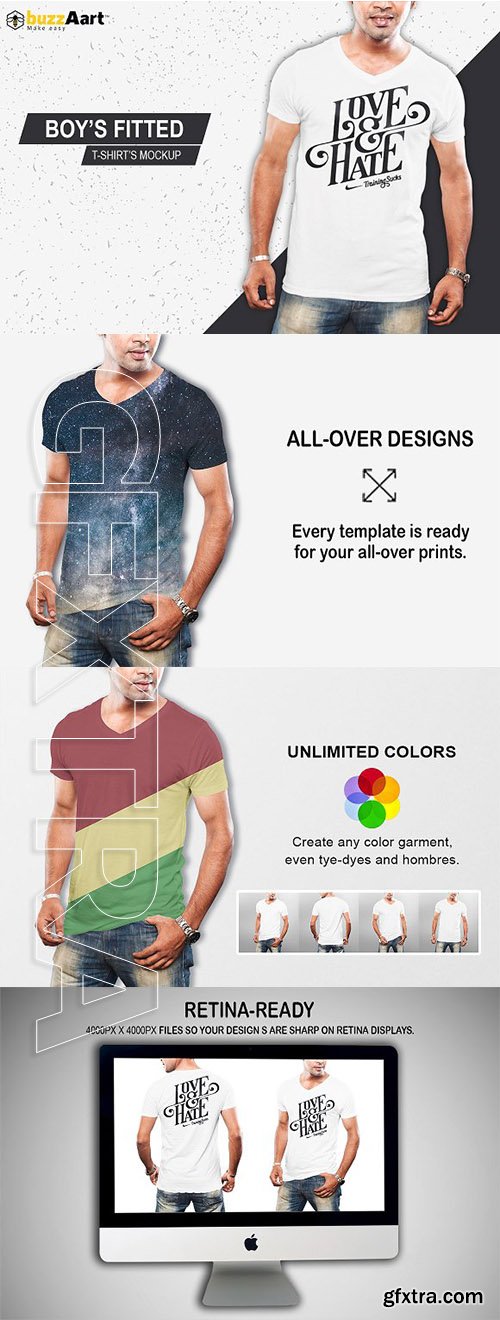 CreativeMarket - Boys Fitted Tshirt Mockup 2577361