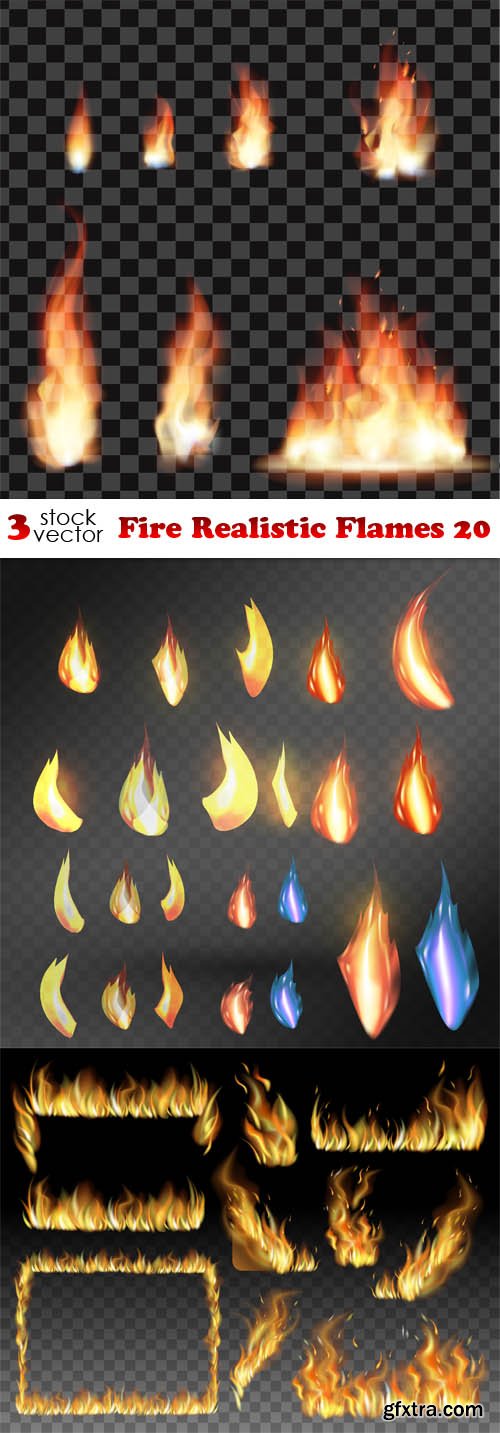 Vectors - Fire Realistic Flames 20
