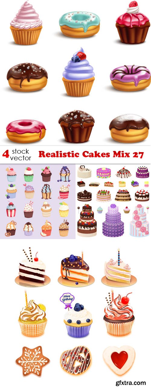 Vectors - Realistic Cakes Mix 27