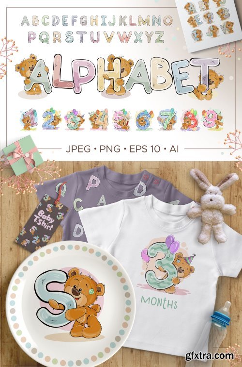 CM - Kid\'s alphabet with cartoon bear 2100596
