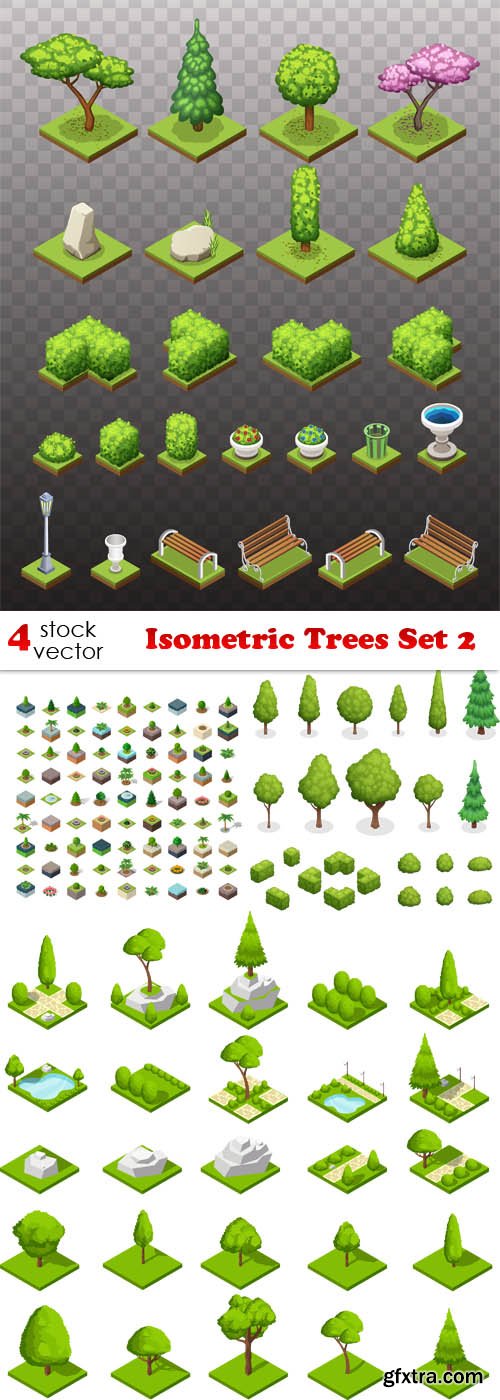 Vectors - Isometric Trees Set 2