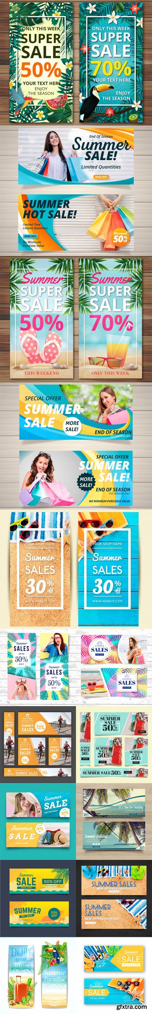 Pack of 15 Summer Sale Banner Vector Collection
