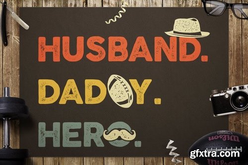 Husband Daddy Hero Badge Fathers Day Retro Logo