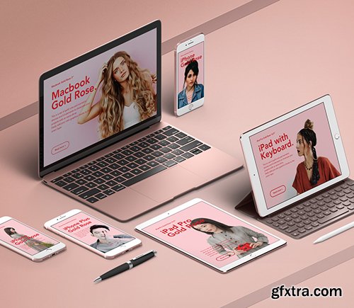 UI Rose Gold Psd Apple Devices Pack