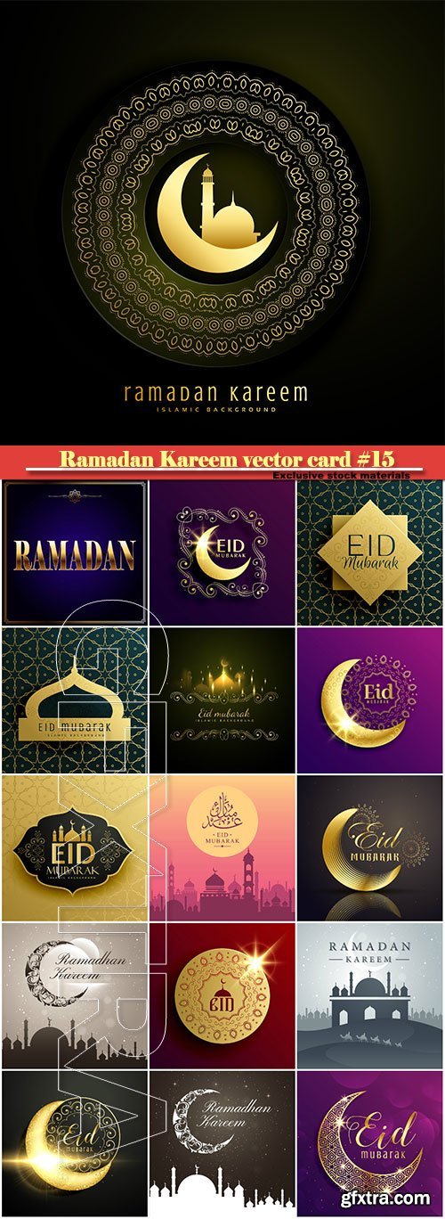 Ramadan Kareem vector greeting card, islamic background