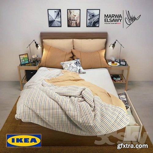 IKEA Bed Set 3d Model