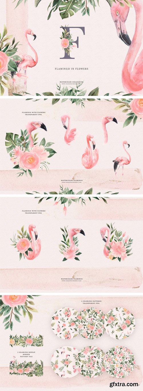 CM - Watercolor Flamingo & Flowers 2511087