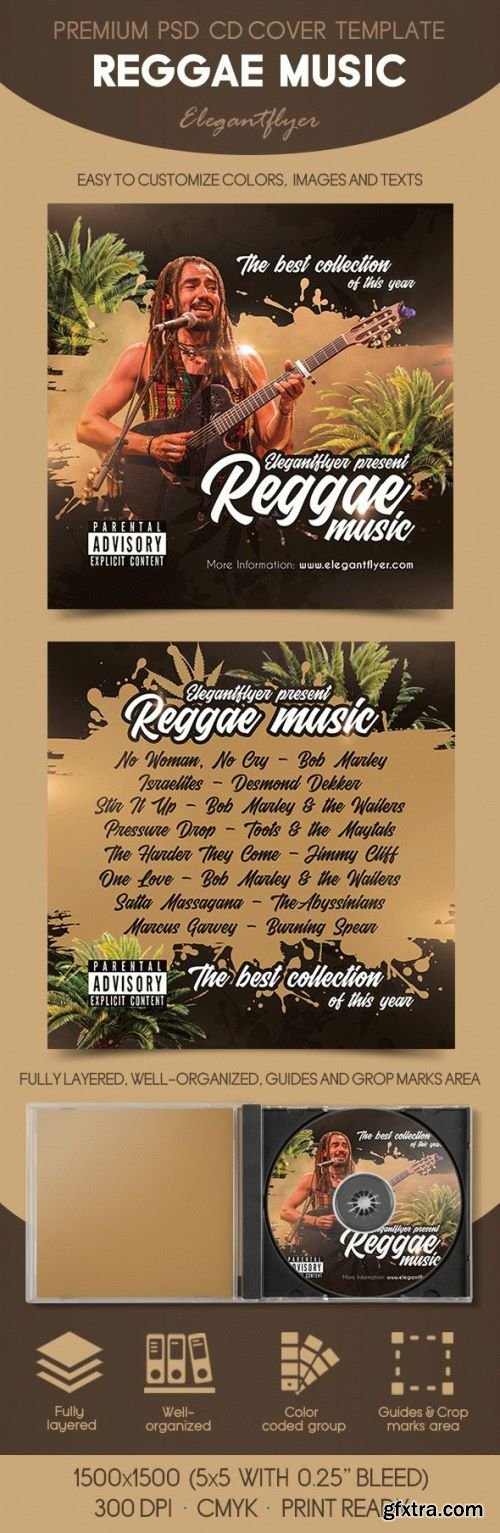 Reggae Music – CD Case Template PSD