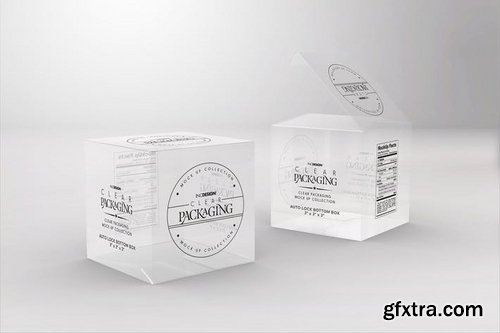 Clear Lock Bottom Boxes Packaging Mockup