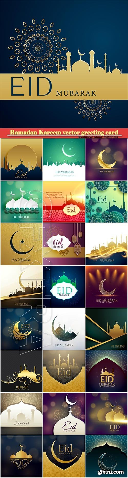 Ramadan Kareem vector greeting card, islamic background