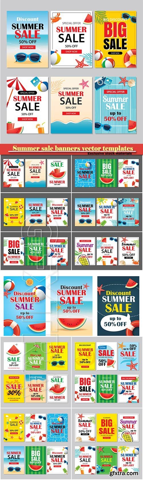 Summer sale banners mobile vector templates