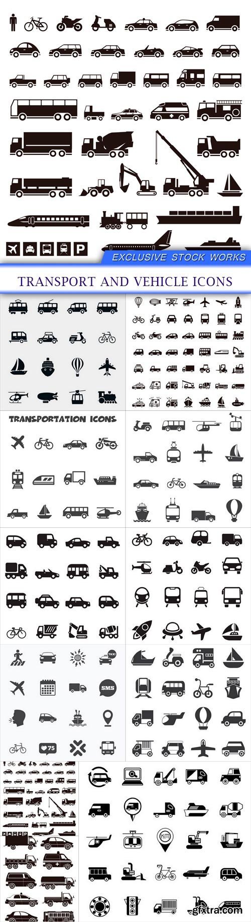 transport and vehicle icons 11X EPS