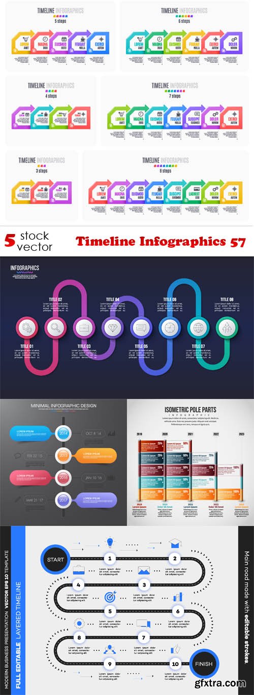 Vectors - Timeline Infographics 57