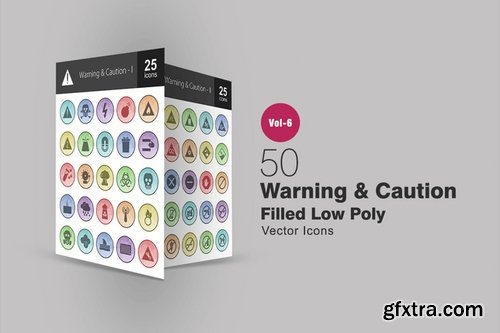 Warning & Caution - Vehicles - Spring - Birthday - Coffee Shop Filled Low Poly Icons