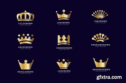 Luxury Golden Crown Logo Set