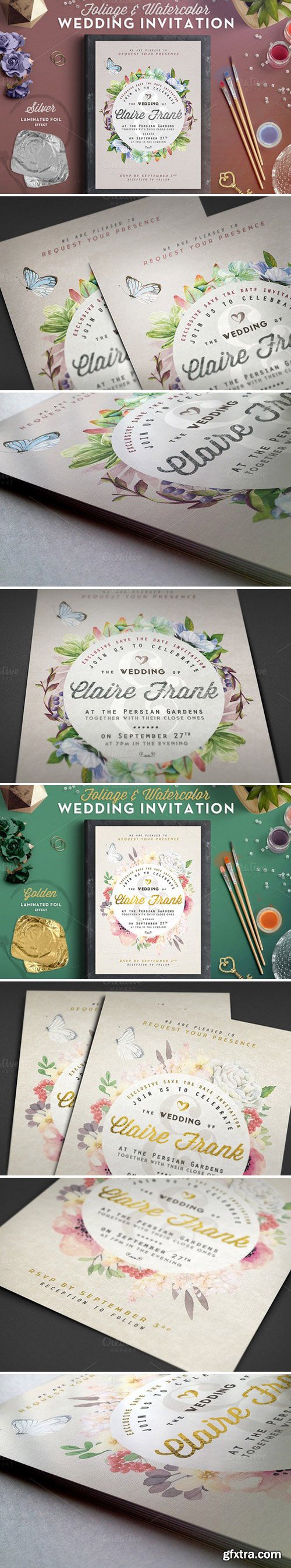 FoliageWatercolor Wedding Card bundle