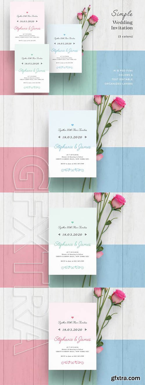 CreativeMarket - Simple Wedding Invitation 2442034