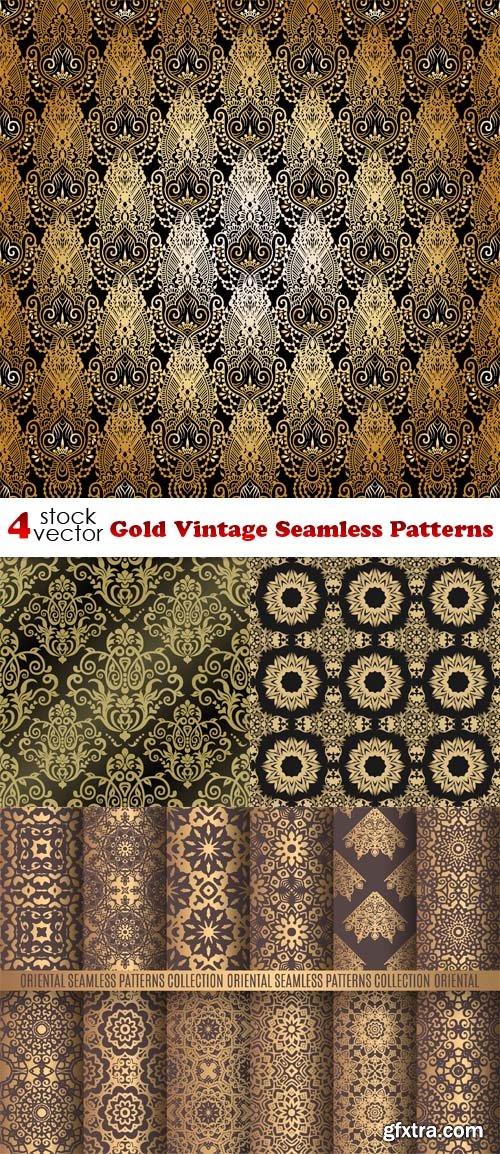 Vectors - Gold Vintage Seamless Patterns