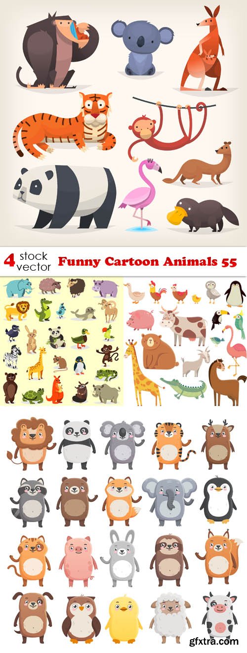 Vectors - Funny Cartoon Animals 55