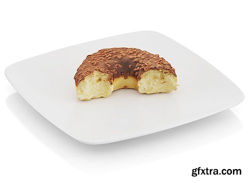 Bitten donut with chocolate 3d Model