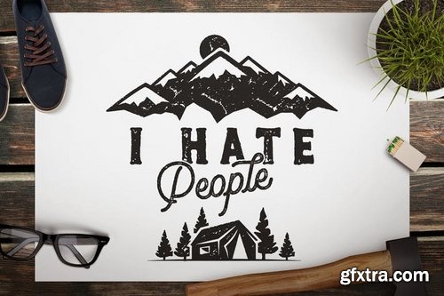 I Hate People T-Shirt Design Retro Camp Emblem