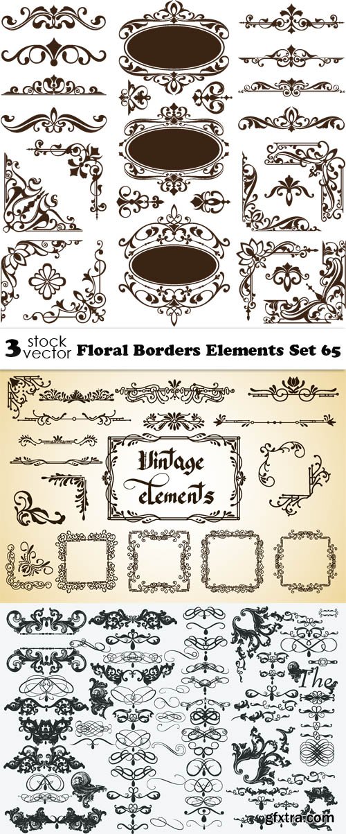 Vectors - Floral Borders Elements Set 65