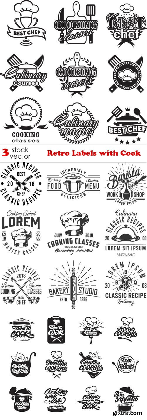 Vectors - Retro Labels with Cook