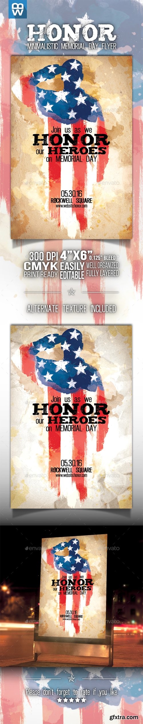 Graphicriver - Honor - Memorial Day Minimalistic Flyer 16010738