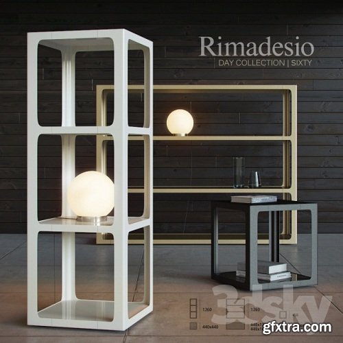 Shelving and table Rimadesio Sixty 3d Model