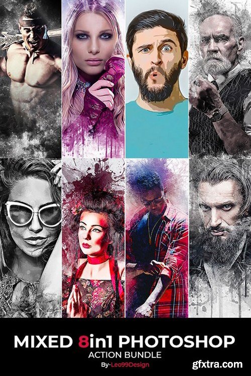 Graphicriver - Mixed 8 In 1 Photoshop Action Bundle 22133245