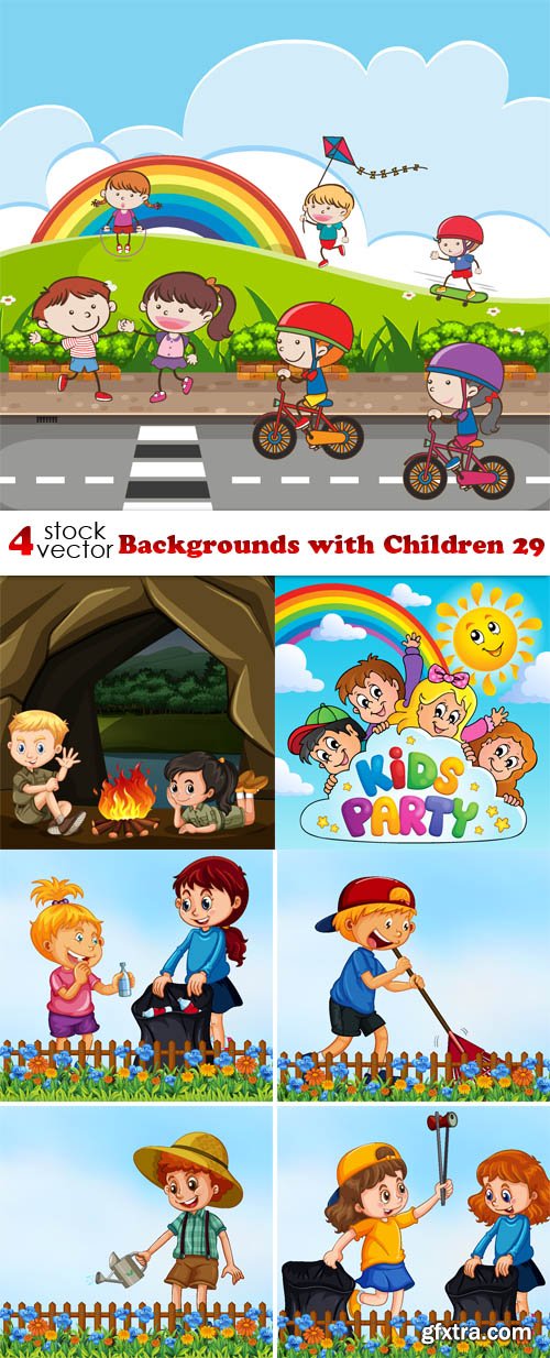 Vectors - Backgrounds with Children 29