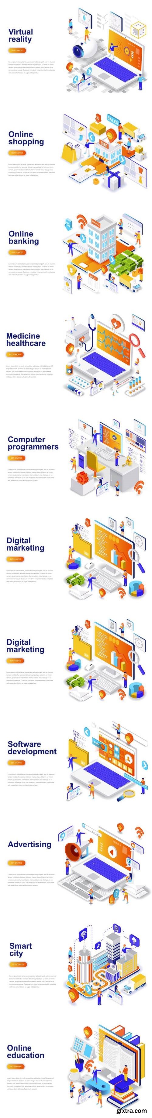 Digital Marketing Isometric Concept Bundle