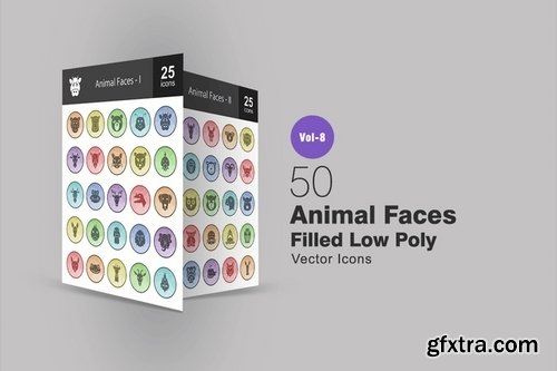 Animal Faces_Avatars_ Filled Low Poly Icons