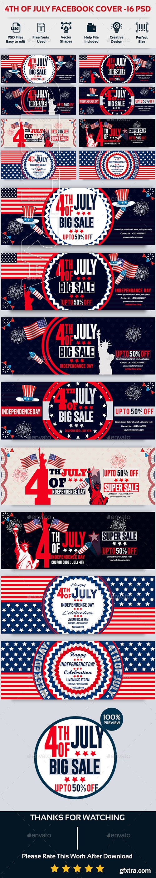 GraphicRiver - 4th of July Facebook Cover-Bundle-16 PSD 22208538