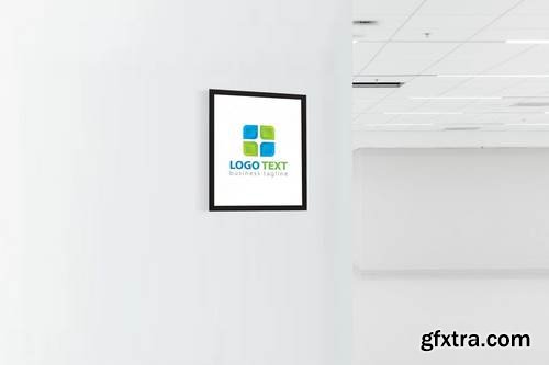 Square Office Wall Logo Mock Up